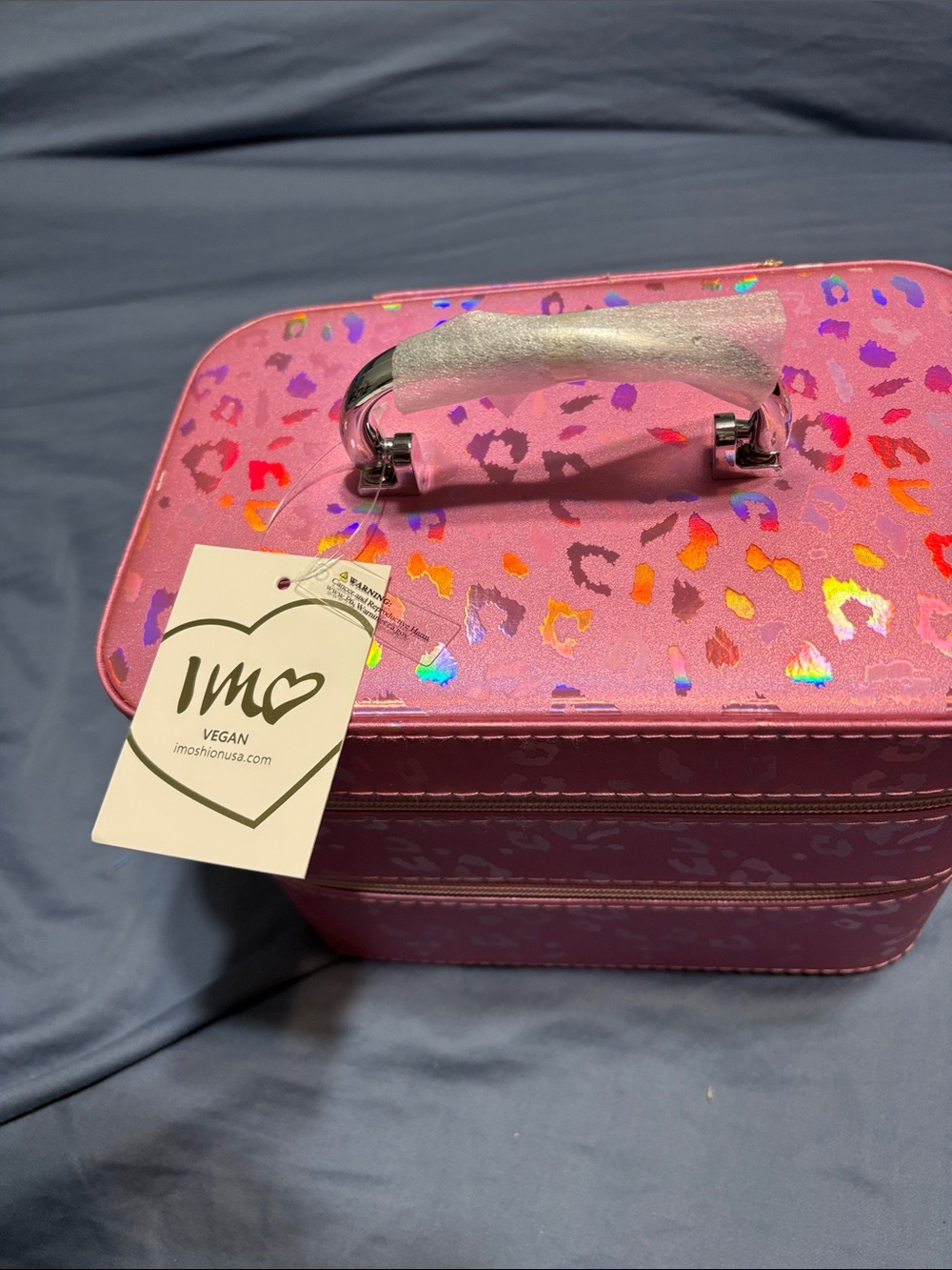 Imoshion Pink Holographic Leopard Makeup Case double size nwt - Picture 2 of 16